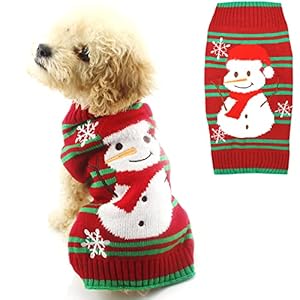 DELIFUR Dog Snow Sweaters Snowman Sweaters Xmas Dog Holiday Sweaters New Year Christmas Sweater Pet Clothes for Small…