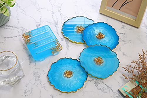 Iescoo DJMQ Resin Coaster Molds For Epoxy Resin,4Pcs Geode Coaster Mold thumb #2