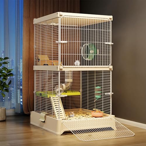 リス モモンガ ケージ たて 大型 引き出し トレー イージーホーム フクロモモンガ シマリス デグー フェレット 小動物 ゲージ 大きい 縦長 金網 (高さ81 cm 3層ホワイト)