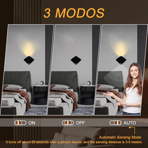 Image of Motion Sensor Night Light, Battery Operated Wall Sconces, 60 Lumen 3 Modes Motion Sensor, 3000K Warm Yellow Magnetic Wall Light for Stairs Bedroom Hallway 1Pcs