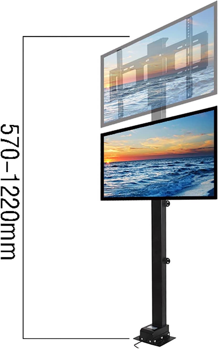 Uniwersalny Uchwyt Ścienny Do Telewizora, Uniwersalny, Z Silnikiem, Z Regulacją Elektryczną I Funkcją Zapamiętywania Ustawień, Poszerzona Płyta Tylna, Regulowany Rozstaw