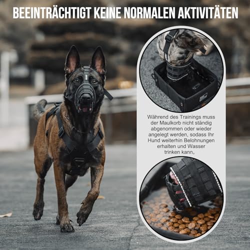 OneTigris Maulkorb für Hunde, Leicht und Weich Maulkorb füttern und Trinken erlaubt, Für das Sozialisierungstraining, Atmungsaktive Haustier Maske, Klettverschluss, schützt vor Bellen & Beißen (XXL)