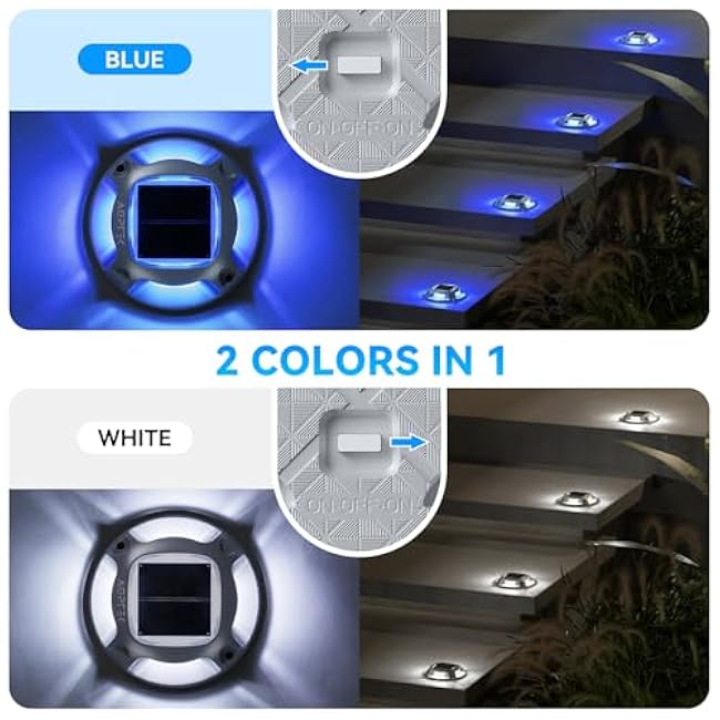 AGPTEK Solar Driveway Lights 12 Pack LED Driveway Marker Security Lights Blue & White