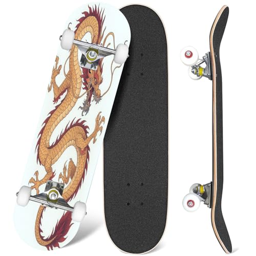 Skateboards Chinese Dragon Black White Tattoo 7 Layer Maple Wood Deck 31