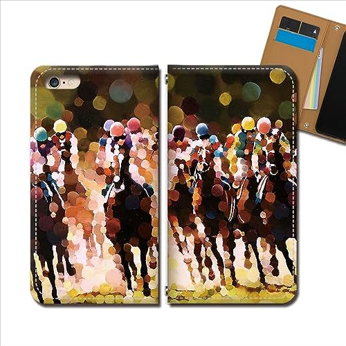 Galaxy A36 5G SIMフリー SM-A366Q ケース スマホケース 手帳型 ベルトなし 絵画 風景 動物 馬 競馬 手帳ケース カバー バンドなし マグネット式 バンドレス イラスト デザインE eb363020138305