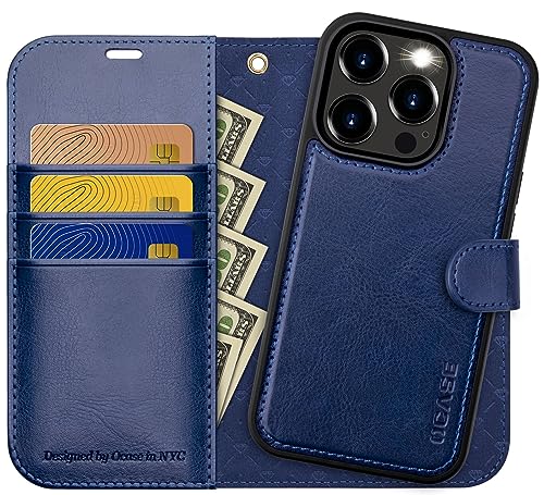 OCASE for iPhone 15 Pro Max Case Detachable Wallet Case with Card Holder, [2 in 1] PU Leather Flip Folio Case with RFID Blocking Stand Shockproof Phone Cover 6.7 Inch, Blue