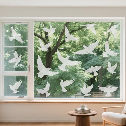 Image of 9 Sheets Bird Window Clings, Protect and Save Bird Strikes Window Stickers, Glass Door Stickers Decals, Stop Birds Flying into Windows Accessories Home Decorations