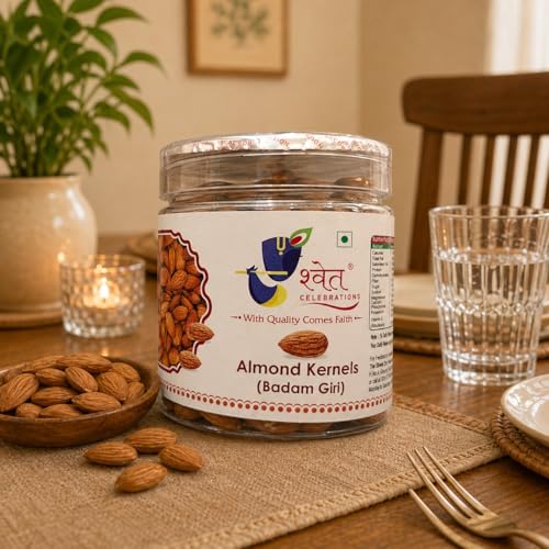Image of Shwet Celebrations Premium Almond Kernels (Badam Giri) 240g | 100% Natural Whole California Almonds | Protein & Fiber Rich | Healthy Snack