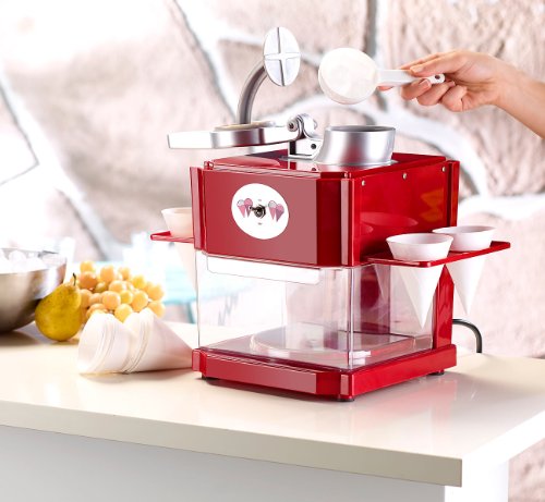 Rosenstein & Söhne Shaved-Ice-Maker mit 4 Kunststoff-Eisbechern, 4 Servierhalter, 90 Watt – Bild 4