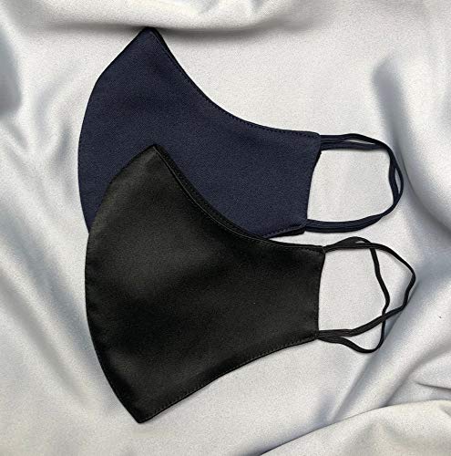 LinenBlue High TC Satin Silk Trendy Stylish Face Mask for Women (Navy & Black) (B08T95QDTV) Amazon Price History, Amazon Price Tracker