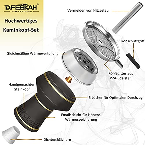 Mini Shisha Set, 40cm Hookah To Go 2 Schläuche 2 Anschlüsse | Kleine Wasserpfeife Reise Shisha Set Aluminium | Shisha… – Bild 4