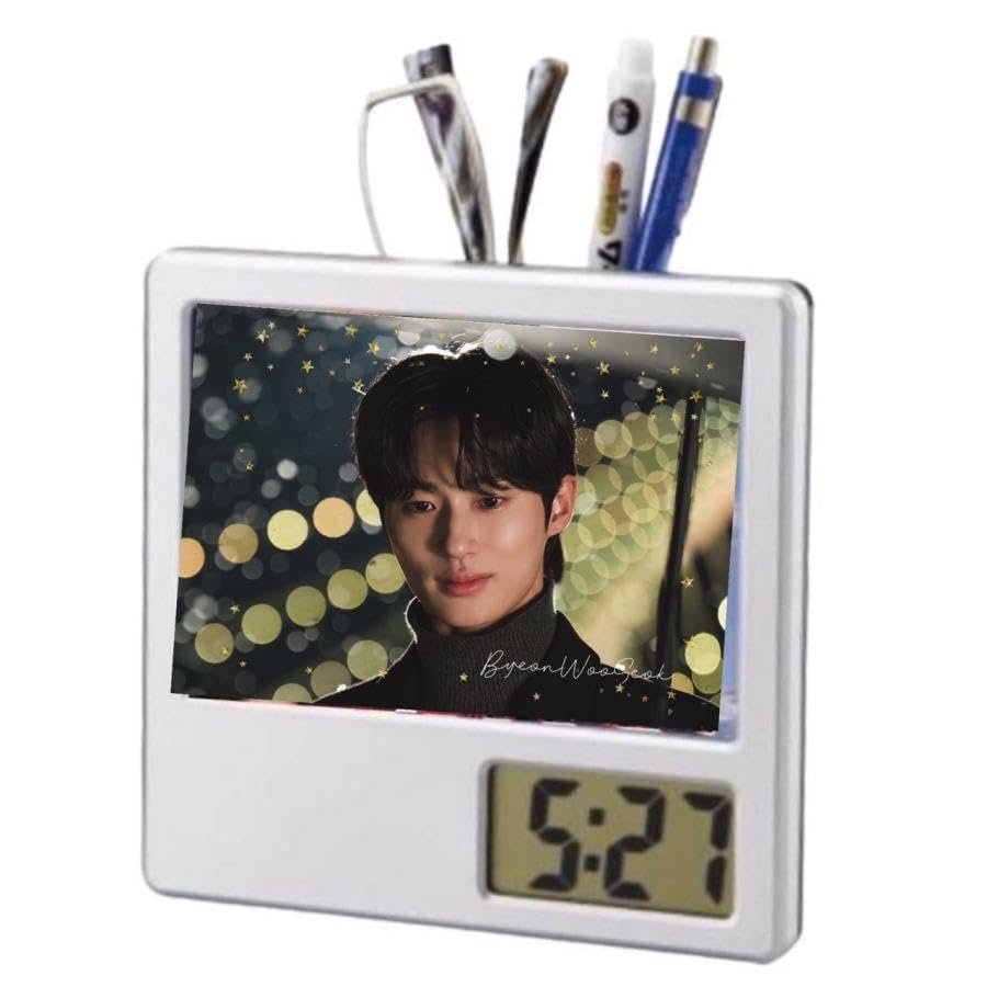 Amazon.co.jp: ビョンウソク 写真入り ペン立て付き 置き時計