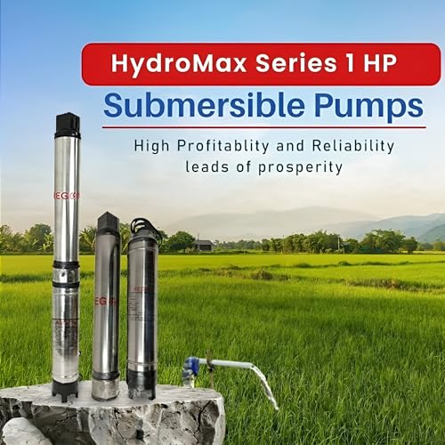 Image of AEGON HydroMax 1 HP Borewell Submersible Pump | 10 Stage Oil Filled Motor | 4 Inch Deep Well Water Pump | 42m Head, 83 LPM Flow | Copper Winding | For Home, Agriculture & Irrigation