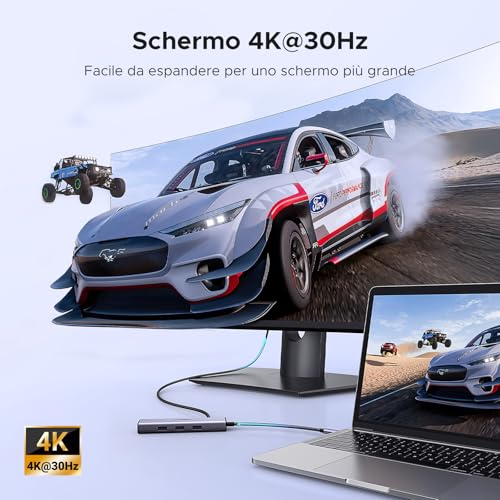 Revodok 1061 Hub USB C Ethernet Gigabit HDMI 4K PD 100W Carica Adattatore Type C Docking Station Compatibile con MacBook Pro Air M3 M2 M1, iPad, iPhone 17 Pro Max Air, Galaxy S25 - Hub USB - Immagine 2