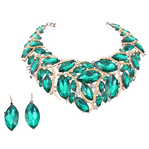 African Beads Jewelry Sets Women Bridal Crystal Statement Necklace Earring Jewelry Sets (Green) African Beads Jewelry Sets Women Bridal Crystal Statement Necklace Earring Jewelry Sets (Green)