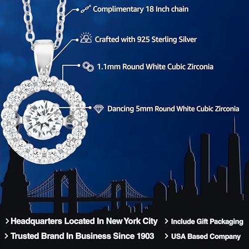 Gem Stone King Dancing 925 Sterling Silver White Cubic Zirconia CZ Pendant Necklace For Women With Complimentary 18 Inch Chain2