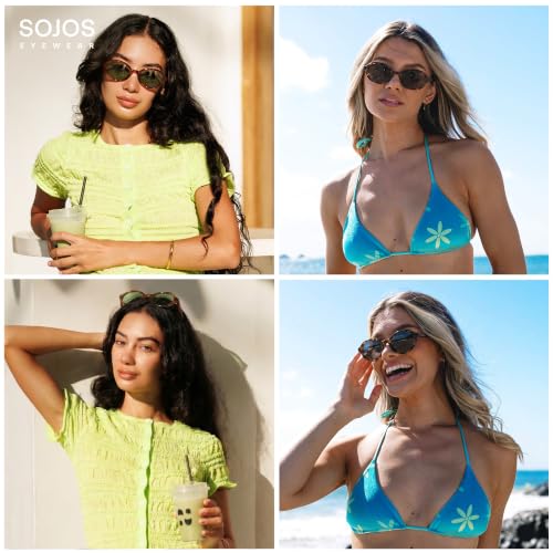 Image of SOJOS Trendy Polarized Oval Sunglasses for Women Men,Fashion Ovale Rounded Shades Fashion Wave Frame UV400 Protected SJ2697