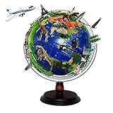 TEmkin Globo terráqueo Interactivo para niños Que aprenden 11.8 Pulgadas Rotación de 720 ° Globos educativos del Mundo con Soporte 3D Alivio Globo terráqueo Mapa Globos Decoraci