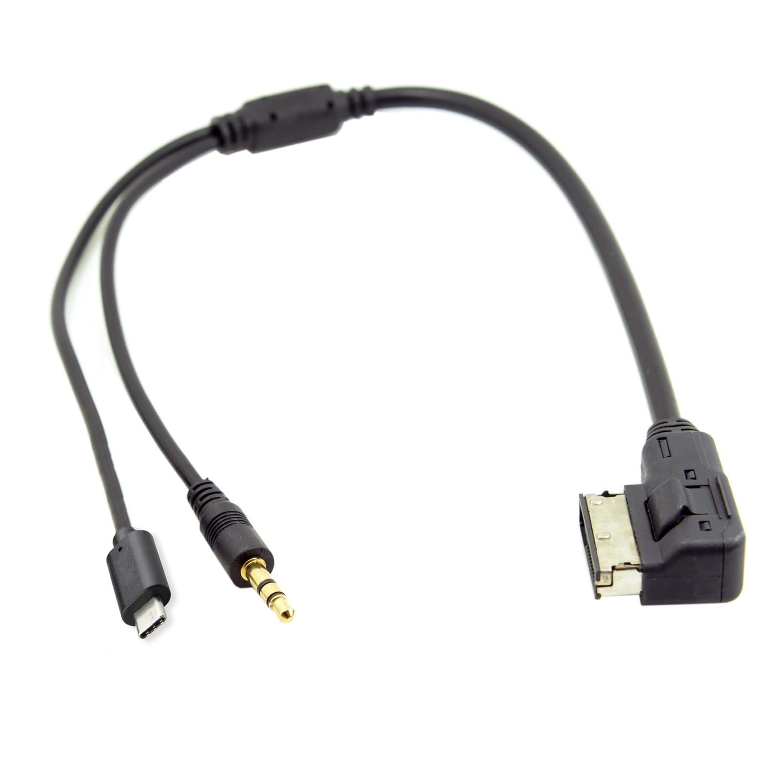 Media in AMI MDI to Stereo 3.5mm Audio & USB C Aux Adapter Cable for Car Vw Audi 2014 A4 A6 Q5 Q7