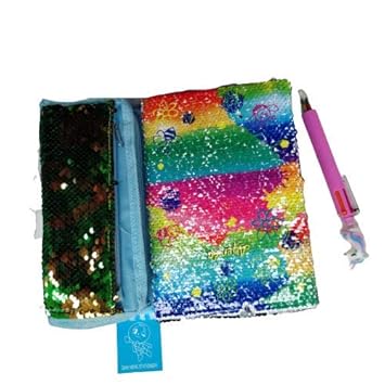 MCT Kids Multi Color Sequin Notebook with Pen Colour Changing Reversible Girls Diary A5 Size - Assorted Colours and Designs