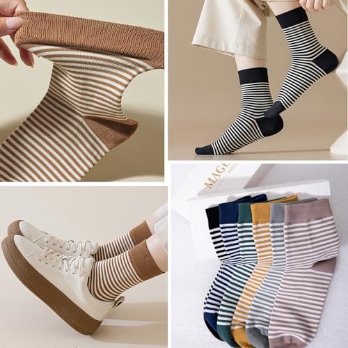 MAGIARTE Womens Mini Crew Socks Combed Cotton Casual Athletic Quarter Socks for women 6-Pack4