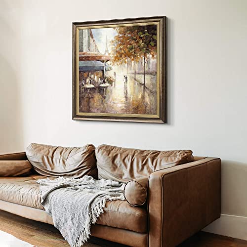 Framed City Wall Art Bedroom: Abstract Living Room Romantic Paris Picture Hand Painted Eiffel Tower Canvas Painting Modern Large Textured Street Scene Print Decor Home Office Cityscape Artwork #TOP4