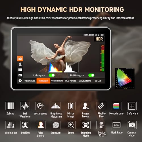 VILTROX DC-X3 2000 Nits SDI Camera Field Monitor, 4K HDMI 6 inch Touchscreen On Camera Monitor, 3D Lut 1920X1080 HD Focus Peaking Assist Full Waveform Video Field Monitor with Battery Sunshade Hood