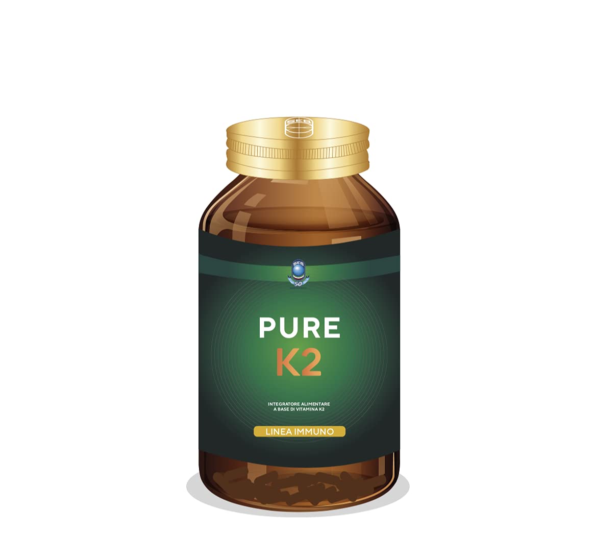 SEB - PURE K2 - Integratore alimentare naturale di Vitamina K2 MK7-60 capsule. 100% vegetale, 100 mcg per capsula
