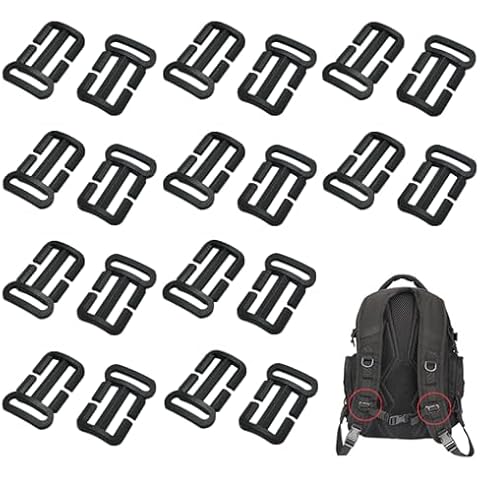 Mezfrguo 20 PCS Tri Glide Slide 1 Inch + 3/4" Sturdy Slider Buckle Webbing Slides Adjusters Plastic Buckle for Straps Backpack Bag Dog Collars Cover