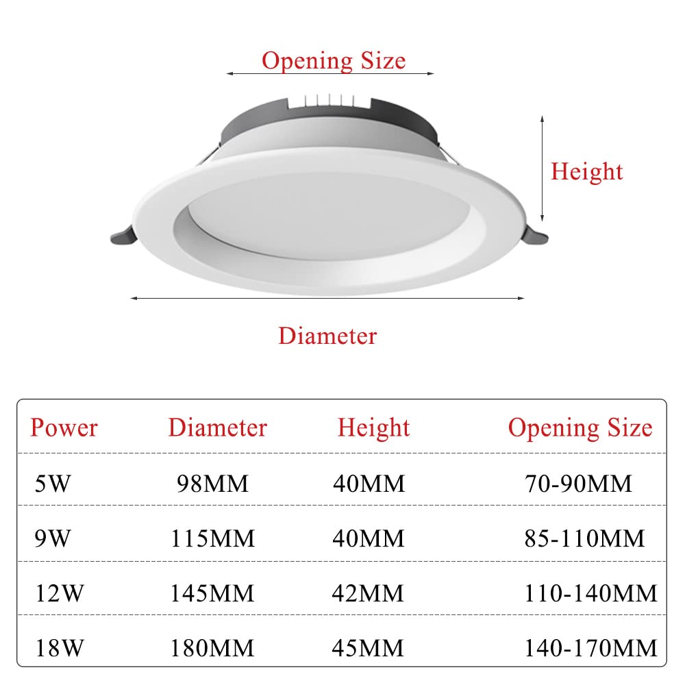 10 szt. Oprawa typu downlight LED, ultracienkie światło panelowe, światło dzienne, modernizacja, downlight, okrągłe, aluminiowe, wpuszczane, do łazienki, kuchni, 3000 K / 4000 K / 6000 K, 5-4000