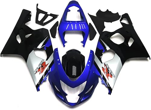 WYNMOTO Kit de carenado completo de motocicleta negro plateado azul apto para Suzuki GSXR600 GSXR750 K4 2004 2005 GSXR 600 GSXR 750 04 05 ABS moldeo