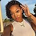 Short Curly Lace Front Wigs, Pixie Cut Bob Wig Human Hair Wigs for Black Women 13X1 Lace Front Human Hair Wigs Pre plucked with Baby Hair Brazilian Virgin Human Hair Natural Color 8 Inch
