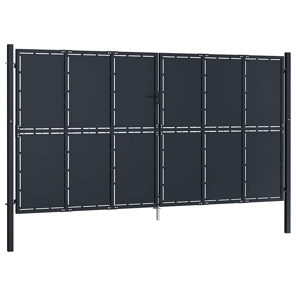 Brama ogrodowa ze stali, antracyt, 400 x 200 cm, zamykana