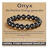 AD Beads Handmade Gemstone Stretch Elastic Bracelet Crystal Healing Reiki Nature's Beauty and Spiritual Essence Unisex (10mm, Black Onyx)