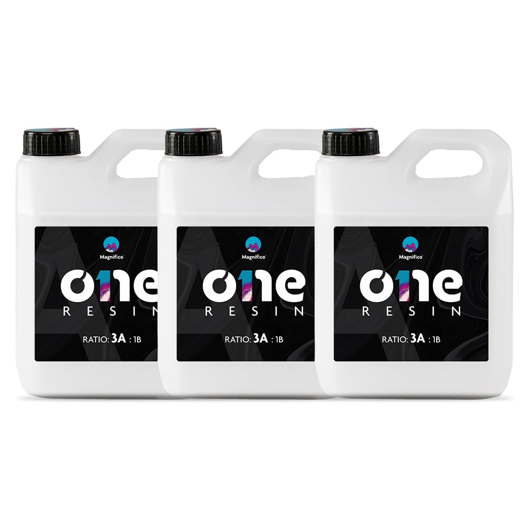 Magnifico One Resin - 9.6 KG (3:1) Clear UV-Resistant Epoxy Resin Art Kit, Smooth Finish, Easy to Use with Self-Leveling.