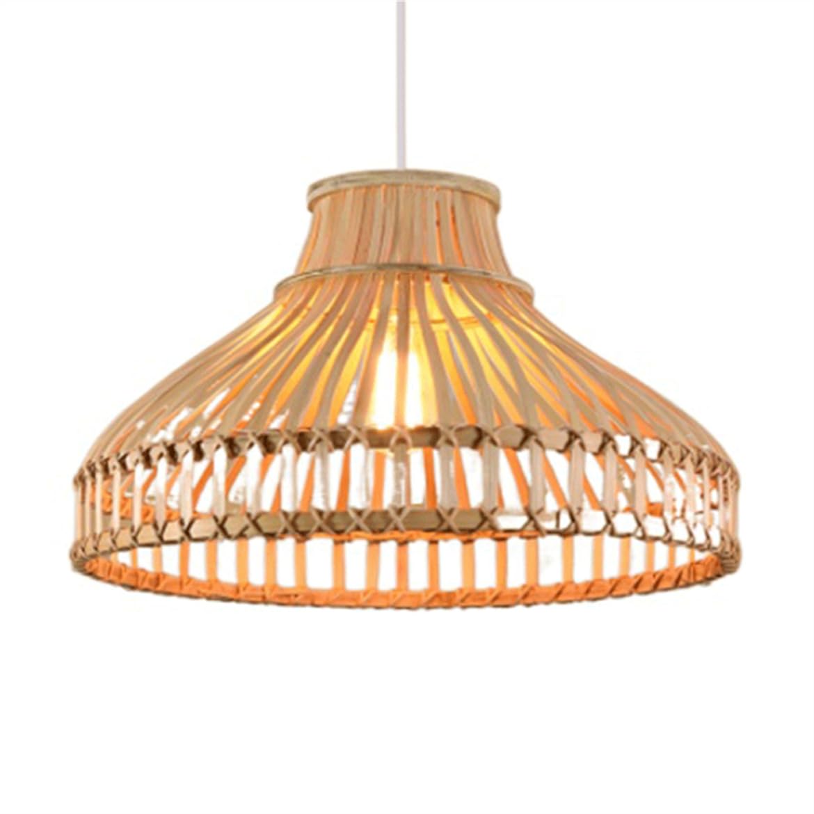 LQZCXMF Unique Bamboo Rattan Pendant Light Rustic Hand-Woven Lantern 11.8in Rattan Pendant Wicker Light Fixtures for Living Room Ceiling Light for Kitchen Dining Room Hallways Decor Lantern