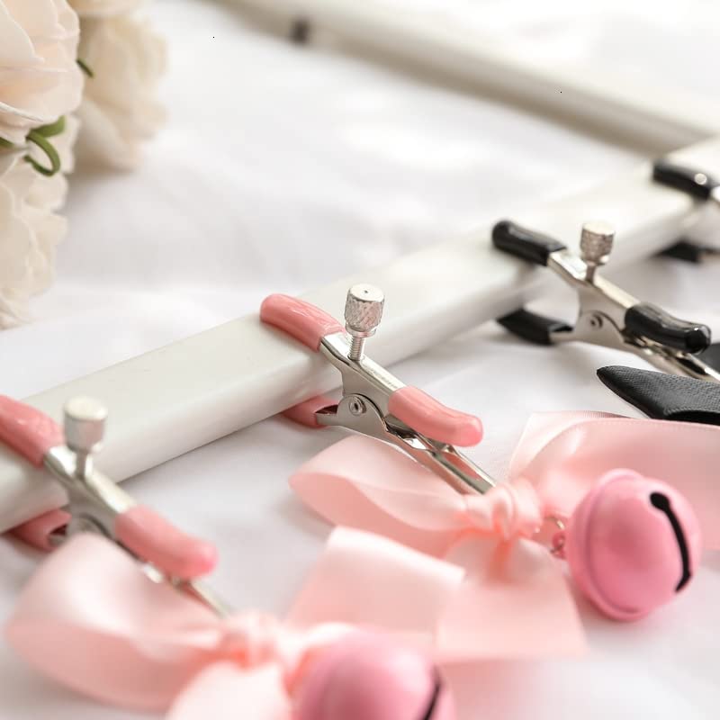 Verstelbare tepelklemmen met bel en strik (zwart) - Afbeelding 3