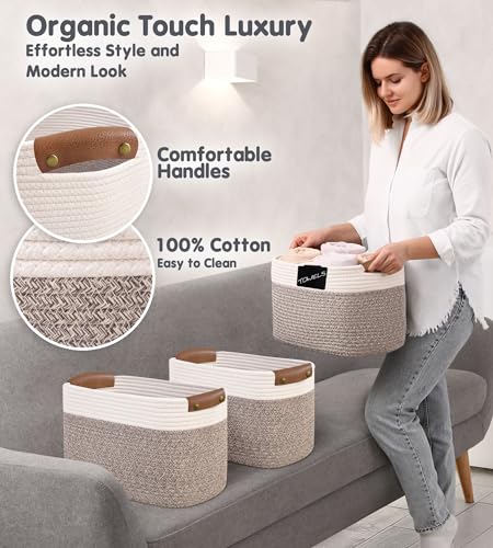 Chat Blanc Cotton Rope Baskets For Organizing thumb #2