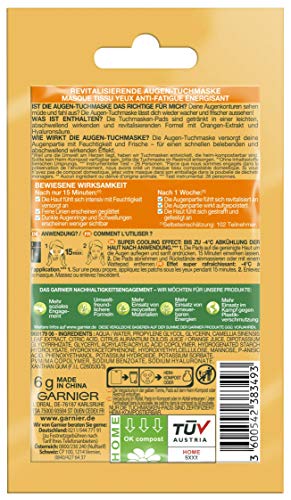 Garnier Eye Cloth Mask - Moisturising - Against Dark Circles - Reduce Bags - Vegan Formula with Orange Extract and Hyaluronic Acid - Hydra Bomb - 6g - Image 3