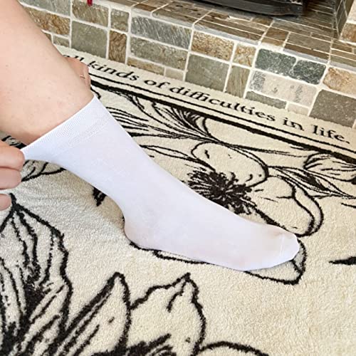 Women's Soft Thin Viscose Bamboo Crew Socks, Fit Stretchy Casual, Business, Dress Calf Sock 5 Pairs4