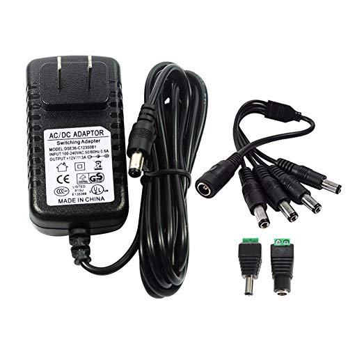 [UL Listed] ZUEXT 12V 3A 36W AC DC Switching Power Supply Adapter (Input 100-240V, Output 12 Volt 3 Amp) Wall Transformer Charger for DC 12V CCTV Camera LED Strip Light (3Ft Cord,36 Watt Max)