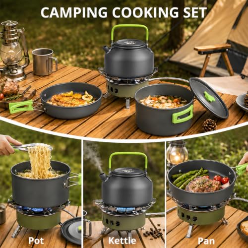 Image of aiGear Camping Cooking Set /Cooking Mess Kit Green Aluminum