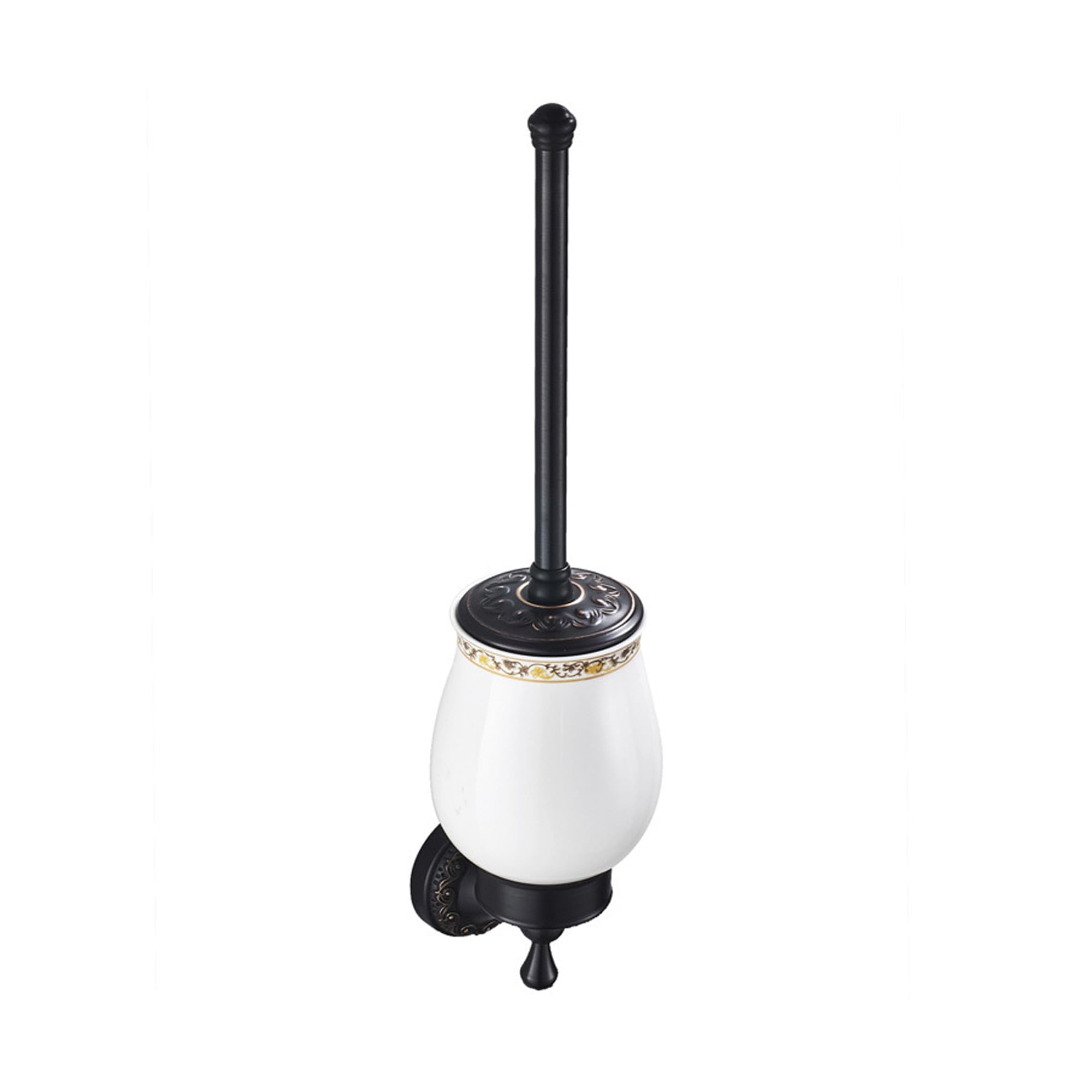 Oil Rubble Bronze Brass Bath Toilet Brush Holder Set, Wall Mounted Black Bathroom Hardware Accessories, Pattern Carving Design