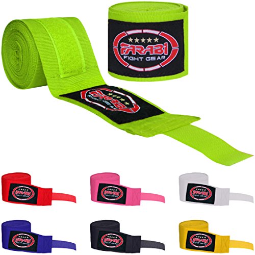 Farabi Kids Hand Wraps Strethcable 2.5 Meter Long Hand Protection Inner Wraps (Neon Green)