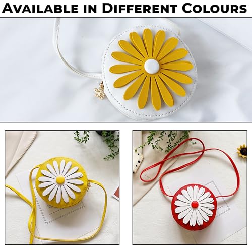 Image of BEMBIKA Kids Sling Bag - Trendy Mini Crossbody Sling Backpack for Boys & Girls, Colorful PU Shoulder Bag -(3-6 Years | White Flower Design)