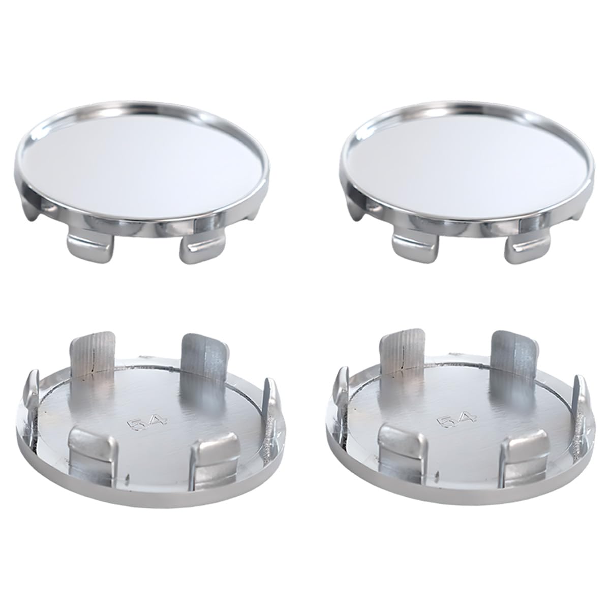 4PCS Universal Silver ABS Snap-in Wheel Center Caps (54mm OD) – Rim Center Hub Cover Replacement