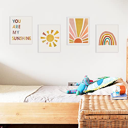 Image of LIYAOLI You Are My Sunshine Wall Decor Baby Kids Room Decor Unframed Art Prints 11 x 14 Inch Set of 4 Boho Rainbow Nursery Decor Sunshine Decor Wall Art for Girls Bedroom Playroom Decor