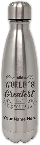 LaserGram - Botella de agua de acero inoxidable de pared individual, grabado personalizado incluido