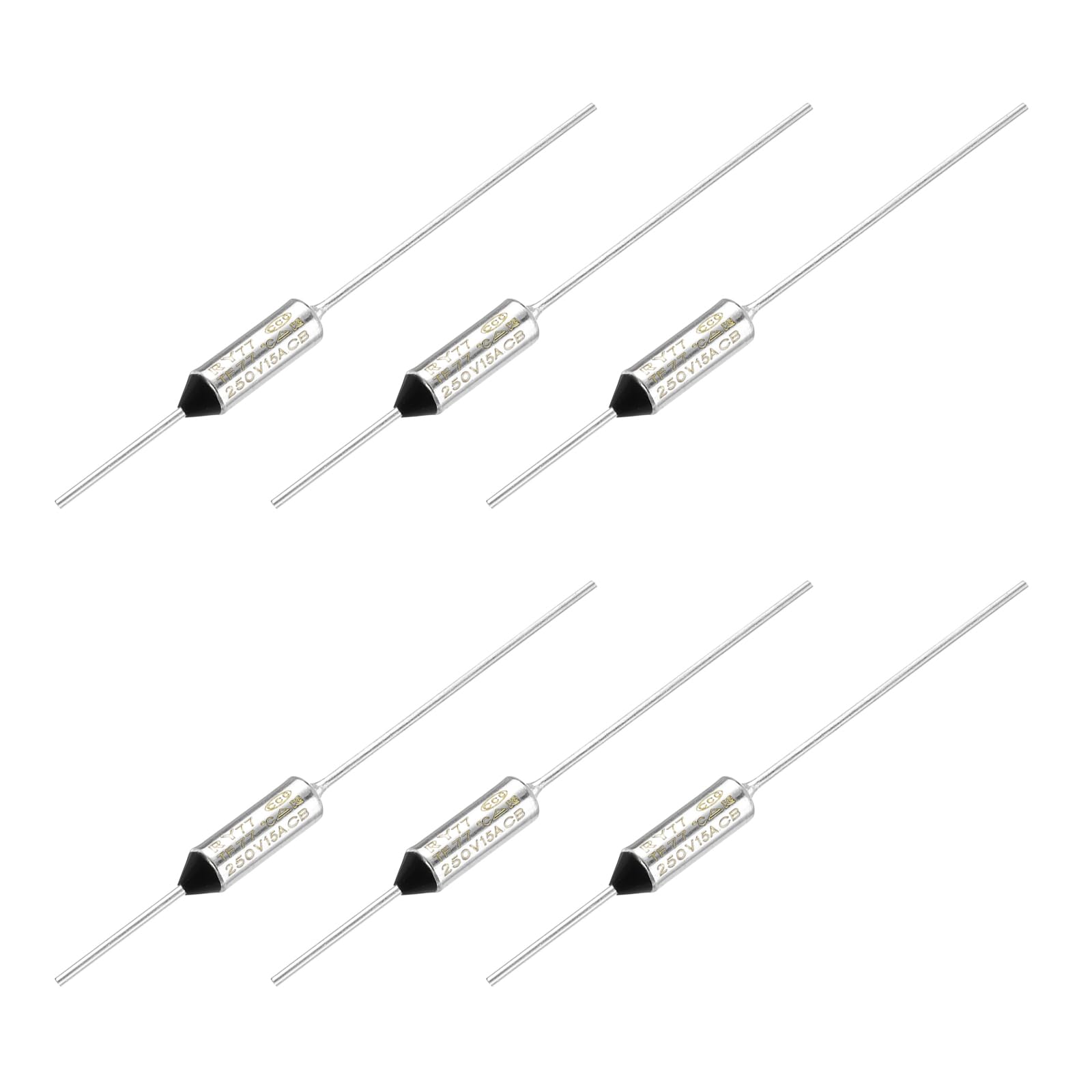 6Pcs Metal Temperature Thermal Fuse RY77 77 °C 170.6°F 15A 250V Cutoff Thermal Fuse for Motor Transformer Electric Industrial Home Appliance