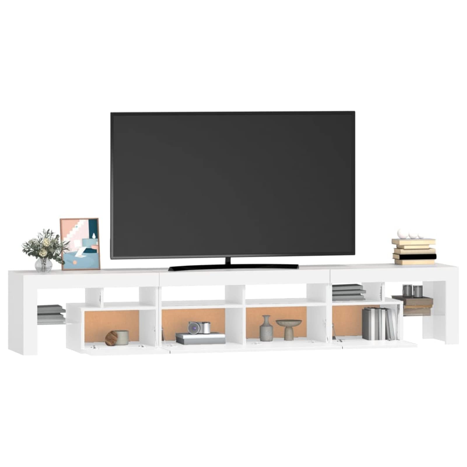 Mueble para TV de 230 cm, Mueble de TV con iluminación LED, Muebles de Salón, Aparador TV Salón, Mueble TV Salon, Diseño Moderno, Elegante, Blanco 230x36,5x40 cm